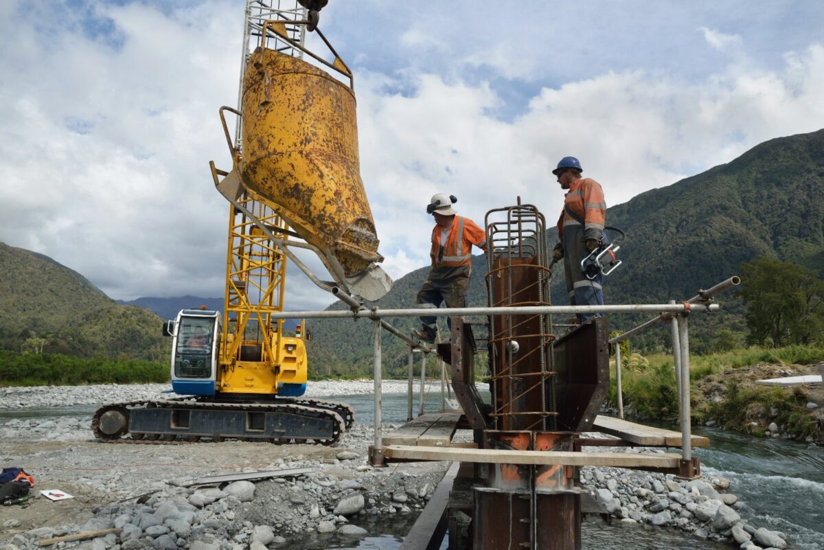 Construction workers on a building site